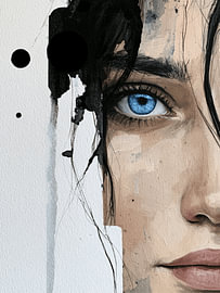 Œil bleu – Portrait abstrait d'une femme sur SPEQ ART