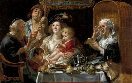 Zoals de ouden zongen, zo piepen de jongen, Jacob Jordaens