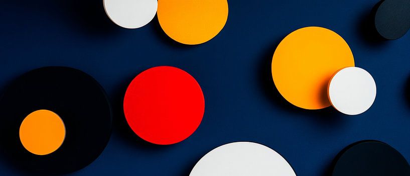 Formes géométriques colorées sur fond bleu par Poster Art Shop