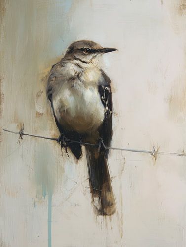 Oiseau sur des barbelés