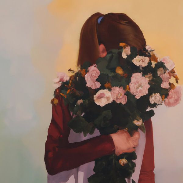 Warme Farben: Mädchen mit Blumen von Studio Allee