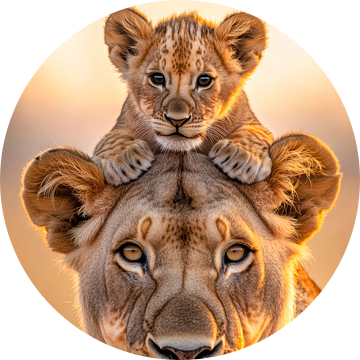 Leeuwin met welp van Poster Art Shop