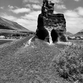 Rock landscape Lanzarote, black and white by Joyce Kuipers