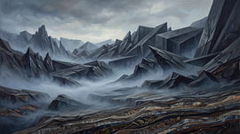 Surreale, zerklüftete Landschaft