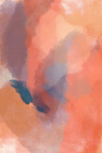 Kleurrijke abstracte aquarel in koraal, lavendel en blauw