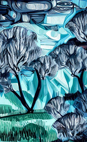 Abstract landschap van Niek Traas