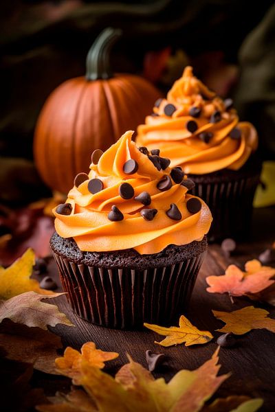 Kürbis-Cupcakes im Herbstambiente von Poster Art Shop
