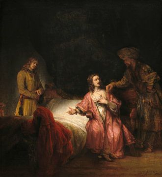 Joseph beschuldigd door de vrouw van Potifar, Rembrandt