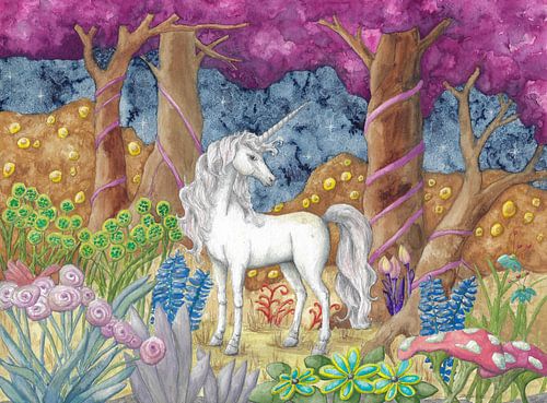 Eenhoorn in het magische bos