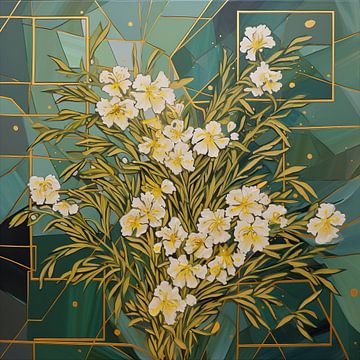 Geometrische Flora | Blumenkunst von Abstraktes Gemälde