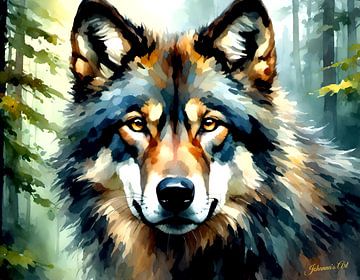 Wildtiere in Aquarell - Wolf 6 von Johanna's Art