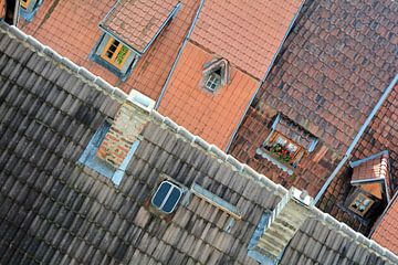 Blick auf die Dächer der historischen Altstadt von Quedlinburg. von Heiko Kueverling