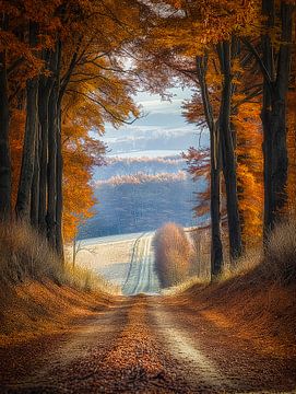 uitzicht op het bos in  de herfst van Egon Zitter