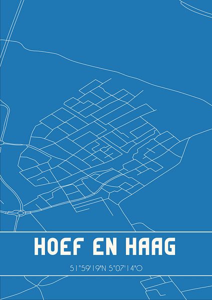 Blauwdruk | Landkaart | Hoef en Haag (Utrecht) van Stad & Wand