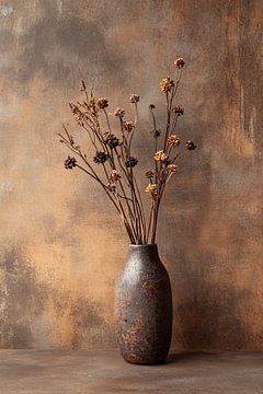 Keramische vaas met gedroogde bloemen van Imperial Art House