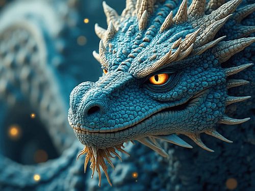 Close-up of a blue dragon