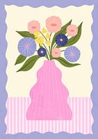 Fleurs dans un vase rose