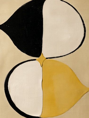 Moderner abstrakter Minimalismus in Gelb, Schwarz und Beige