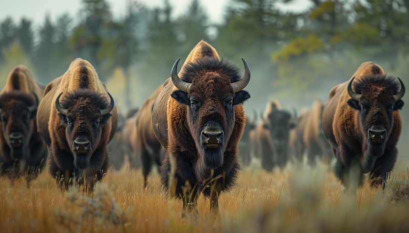Herd of bison panorama by TheXclusive Art