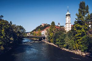 Graz - Mur et l'église franciscaine
