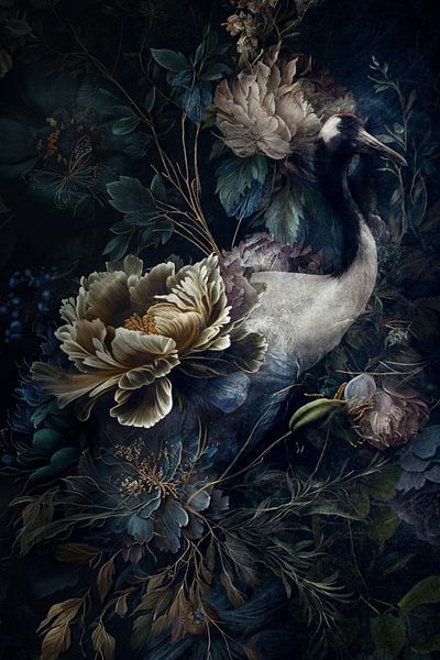 Grue foncée avec des fleurs par Joey Hohage