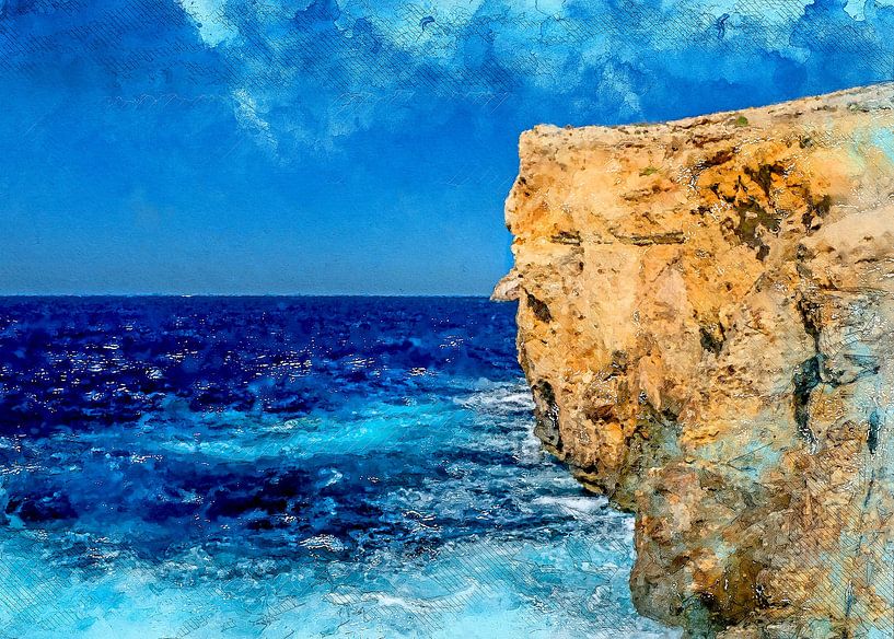 Malta Gozo Stadt Aquarellmalerei #malta von JBJart Justyna Jaszke