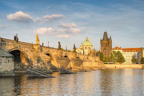 Charles Bridge Prague in the evening sun