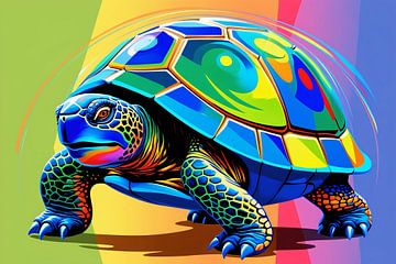 Kleurrijke schildpad digitaal kunstwerk van Art & Soul Creations