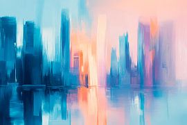 Moderne Stadtlandschaft im Morgenlicht von Poster Art Shop