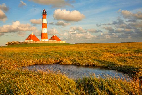 Lighthouse Westerheversand at sunset