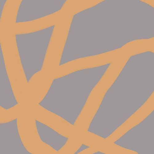 Abstracte minimalistische lijntekening in heldere pastelkleuren. Geel op taupe.