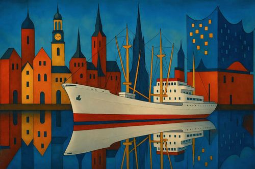 Havenstad in het licht van Sabine Wagner