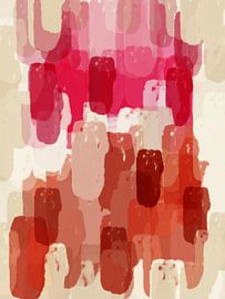 Abstract brush strokes in pink, terracotta, beige and white. by Dina Dankers