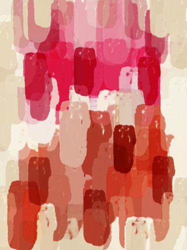 Abstrakte Pinselstriche in Rosa, Terrakotta, Beige und Weiß.