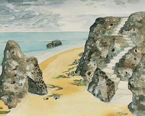 Klippen entlang dem Meeresstrand laden zu einem Spaziergang ein