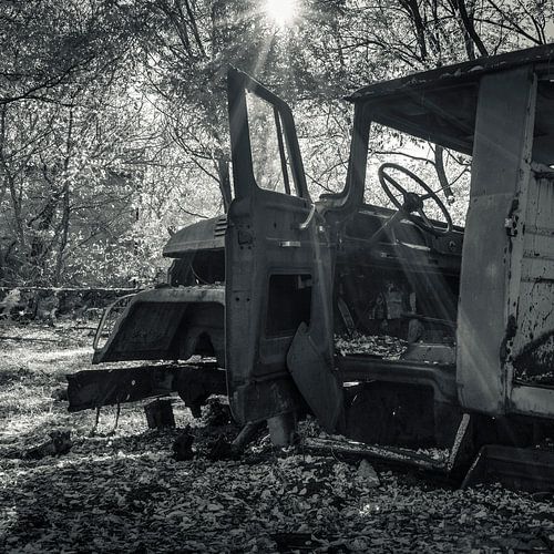 Verlaten Brandweerwagen in Tsjernobyl