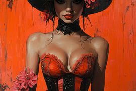 femme avec des fleurs sur Egon Zitter