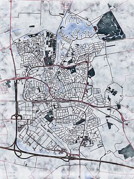 Kaart van Goes in de stijl 'White Winter' van Maporia