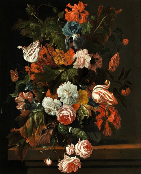 Ernst Stuven, Nature morte avec des fleurs sur un socle en pierre par Atelier Liesjes