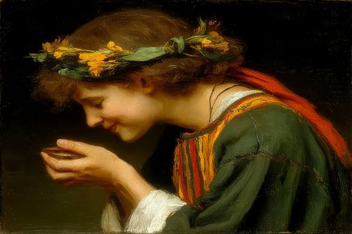 bijbels schilderij vrouw drinkt