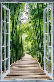 Window view into a bamboo forest - Zen oasis by Poster Art Shop