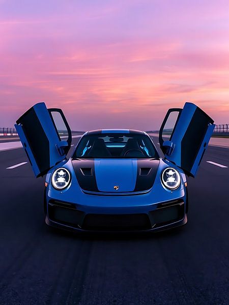 Porsche 911 GT3 RS Blau-schwarz gestreift Sunset von MIROKKU