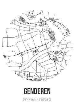 Genderen (Noord-Brabant) | Landkaart | Zwart-wit van MijnStadsPoster
