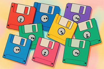 Illustration von mehrfarbigen Disketten von Markus Gann