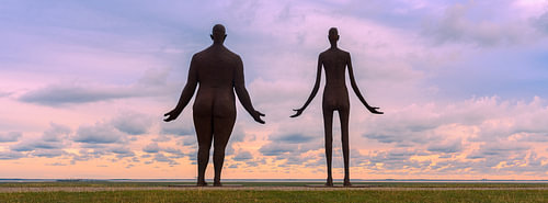 Panorama van 'Wachten op Hoog Water' Holwerd, Friesland van Henk Meijer Fotografie