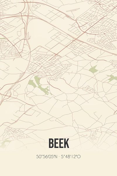 Vintage map of Beek (Limburg) by Prints of Place