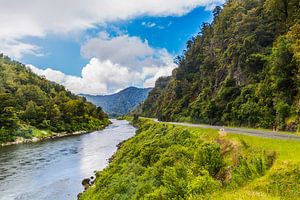 rivier en bergen Nieuw Zeeland van Ivo de Rooij