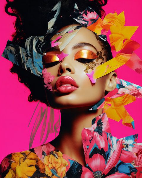 Modern portrait "Neon vibes" by Carla Van Iersel