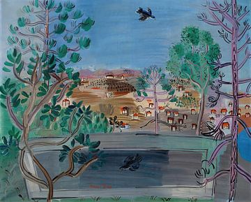 Raoul Dufy - Het stuwmeer in Golfe-Juan met vogel (1927) van Peter Balan