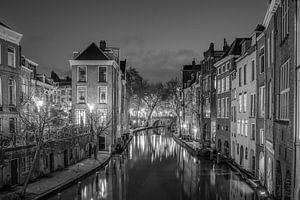 Alter Kanal und Fischmarkt in Schwarz und Weiß